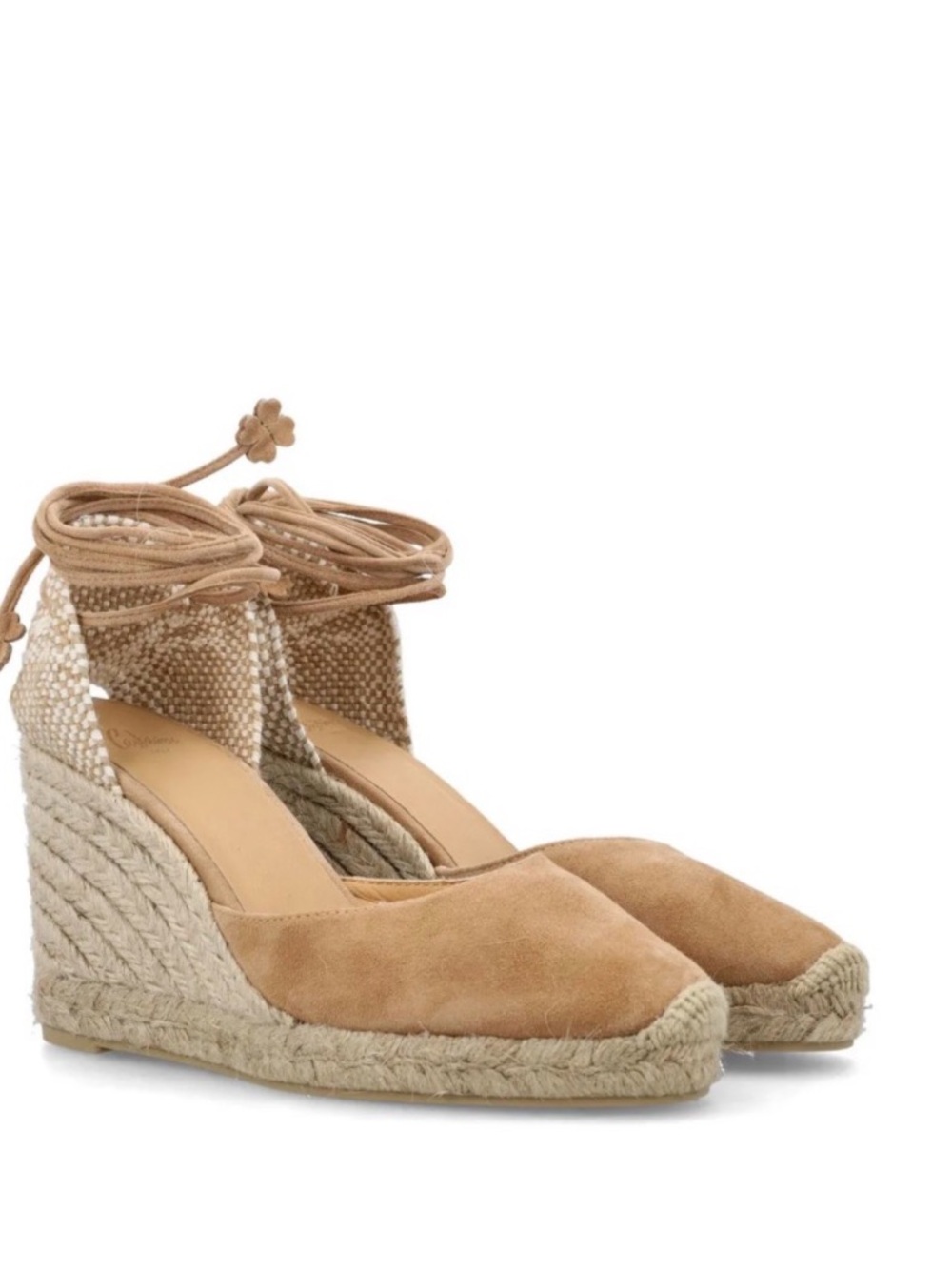 NWT Castaner Carina 6 Denim Blue Lace-Up Espadrille Wedges Size 37 US 6.5
